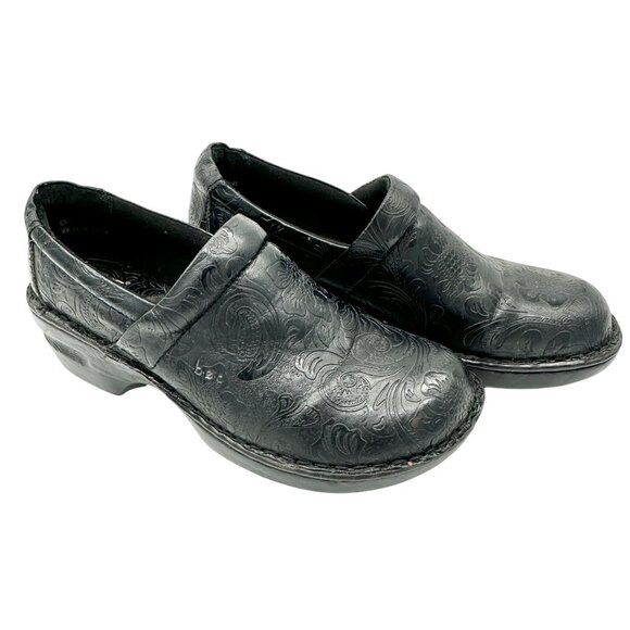 B.O.C. Peggy Clog Womens Size 8M Embossed Black Slip-On - Picture 1 of 9
